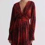 Bnwt Reiss Red Black Animal Print Midi Dress Uk Size 10/us 6 Image 4