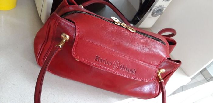 Marino Orlandi Genuine Italian Cherry Red Leather Shoulder/Hand Bag