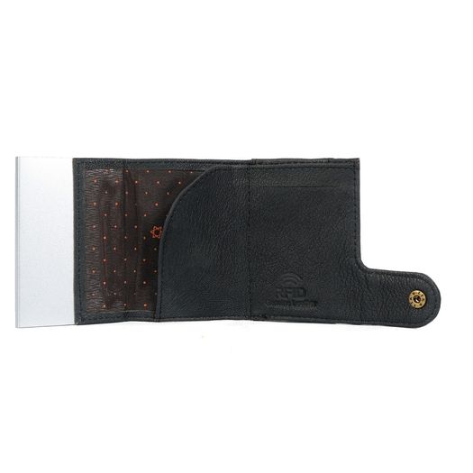 Premium Genuine Leather Smart Card Holder Wallet RFID Blocking Slim Wallet with Pop-Up Card Case