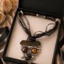 Boho Statement Pendant Necklace Multi Strand Ribbon Cord Crystal Gem Jewellery Image 3