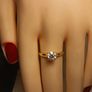 1 carat Brilliant cut Moissanite Yellow Gold Solitaire Ring Image 5