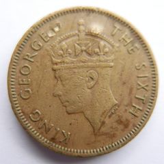 1950 Hong Kong 10 Ten Cents Coin - King George VI