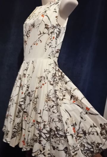 Dress, cream grey and orange