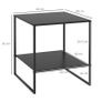 Industrial Design Side Table Coffee Table Bedside Table, 1 Shelf, Black Image 5