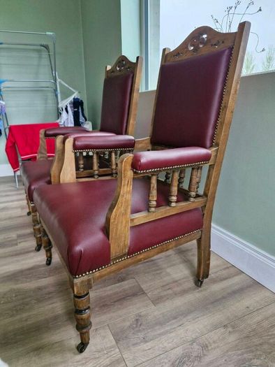 Antique leather armchairs