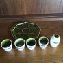 Vintage 1960s/70s  Dark Green ceramic egg cups and salt cellar with tray Image 3