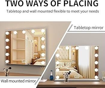 Makeup Mirror with LED Lights,Hollywood Vanity Mirror with 13 Bulbs,3 Color Modes, Touch Screen Control, Hollywood Mirror,Light up Mirror For Bedroom(52x41CM,Silver)
