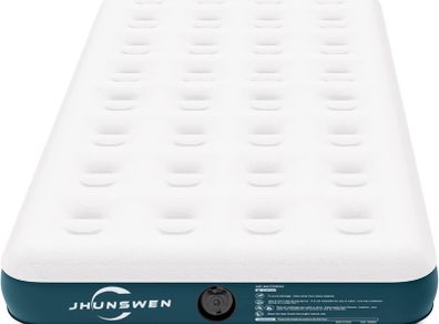 Camping Air Mattress, Raised Flocked Surface Air Mattress with Carry Bag Easy to Inflate Durable Blow Up Bed Portable Inflatable Air Bed for Tents Travel Home Guests, 330lb MAX