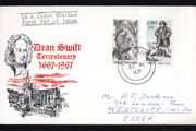 1967 Ireland Tercentenary of the Birth of Dean Jonathan Swift Commemorative Stamps Illustrated First Day Cover (FDC) with Corcaigh (Cork)