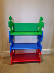 KidKraft Wooden Puzzle Piece Bookcase with Three Shelves - Green / Blue / Red