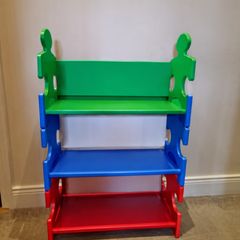KidKraft Wooden Puzzle Piece Bookcase with Three Shelves - Green / Blue / Red