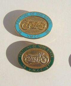 FESTIVAL OF 1000 BIKES (VMCC Vintage Motor Cycle Club) - two enamelled souvenir badges from the 1997 & 1998 festival rallies