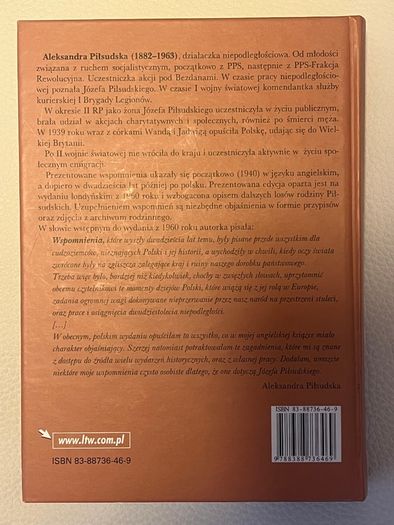 Aleksandra Pilsudska Wspomnienia Hardcover Book ksiazka