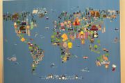 Canvas Map of World Largs 80cm x 60cm kids room