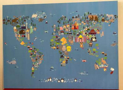 Canvas Map of World Largs 80cm x 60cm kids room