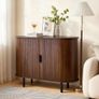 Coffee Bar Cabinet, Mid Century Fluted Coffee Bar Table, Buffet Stand Cabinet with 2 Sliding Doors, Sideboard Buffet Station for Living Room, Entryway, Kitchen, 100 x 40 x 75 cm, Walnut Image 6