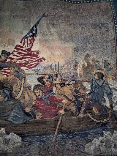Historical scene tapestry with G. Washington