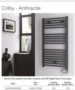 New Anthracite Heated Towel Rail