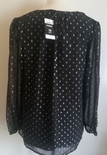 Pep & Co Ladies Top Blouse New With Tags Black & Silver Size 10
