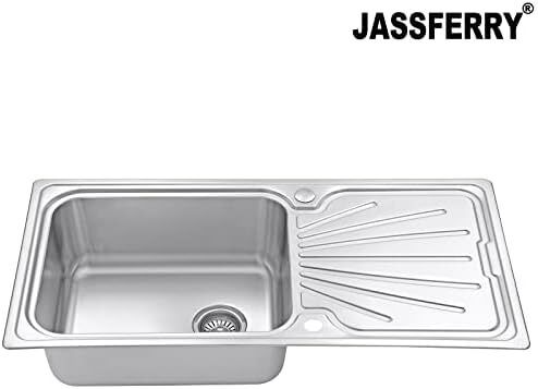 Kitchen Sink Stainless Steel Large Bowl Welding Style Inset Reversible Drainer & Strainer Waste Pipes Clips 1000 X 500 mm