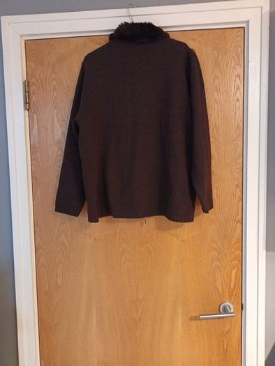 VIA APPIA Brown Faux  Suede  & Knitted  Jacket Cardigan. S.14. New.