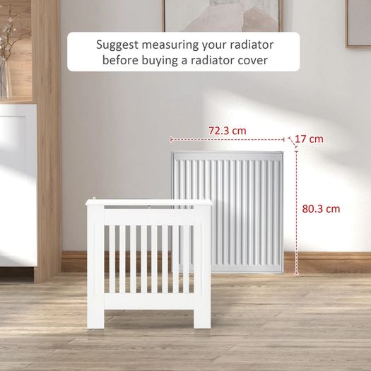 Freestanding Radiator Cover, Vertical Slatted MDF Slim Protective Cabinet Shelving for Radiator, 78L x 19W x 81H