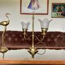 Vintage Repro Double Arm Student Library Desk Lamp Brass Finish 1970s Image 4