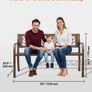 Outdoor Bench 127 cm Carbon Steel Metal Frame with PVC Floral Pattern Backrest and Round Edge Armrests Image 4