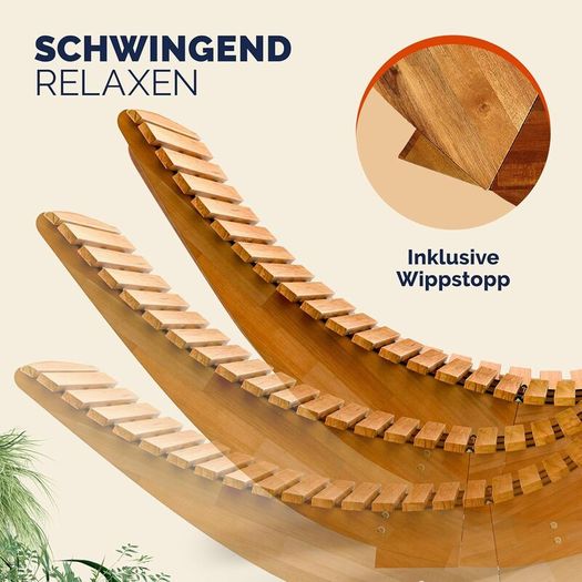 2 x Sun Lounger with Cushion for 2 People,oad Capacity, FSC Certified Swing Lounger Set for Balcony, 195 x 60 cm