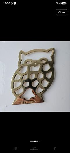 Vintage Solid Brass Owl Trivet Liffey Artefacts Ireland