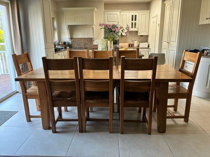 Solid Wood Dining Table & 8 Chairs