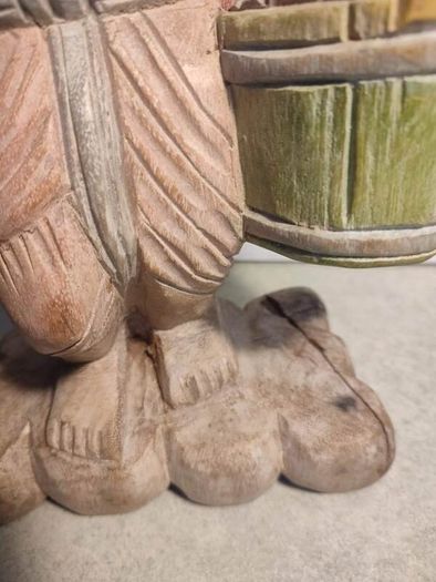 Chinese Polychrome Wood Carving of Boy Carrying Turtles