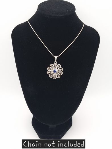 800 Silver Vintage Dutch Filigree Delfth Pendant