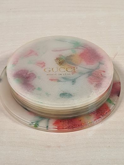 Vintage GUCCI coasters flora and fauna acrylic set of 4 Genuine Rare