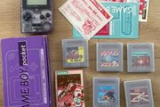 Nintendo Gameboy Pocket MGB-001 Clear Purple Boxed, Manual and Original Games