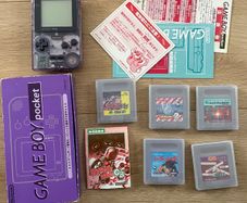Nintendo Gameboy Pocket MGB-001 Clear Purple Boxed, Manual and Original Games
