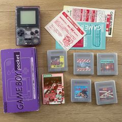 Nintendo Gameboy Pocket MGB-001 Clear Purple Boxed, Manual and Original Games
