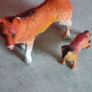 Vintage unknown maker Large hard rubber plastic 2 Collie Dogs Orange yellow white Image 8