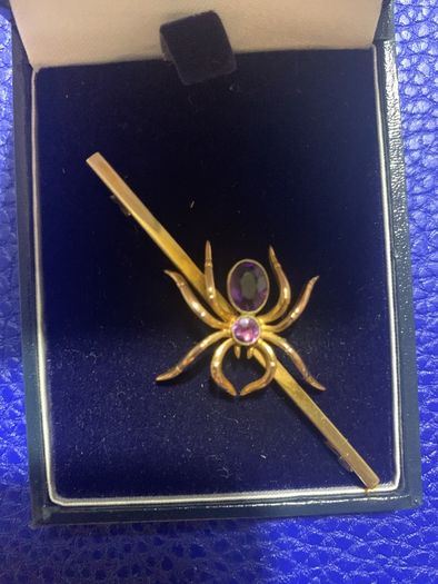 Gold Victorian Spider Brooch