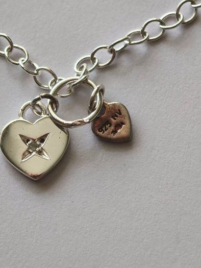 925 Stamped Silver Heart Charm Bracelet