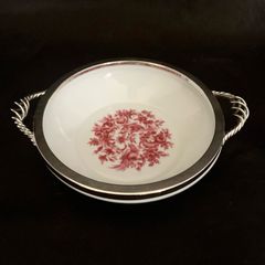Vintage trinket bowl with solid silver rim