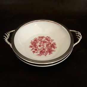 Vintage trinket bowl with solid silver rim