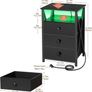 Bedside Table Set of 2 with Charging Station Black Image 7