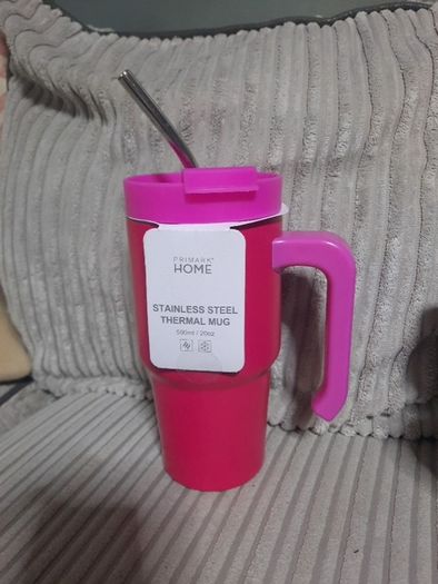 pink thermal mug