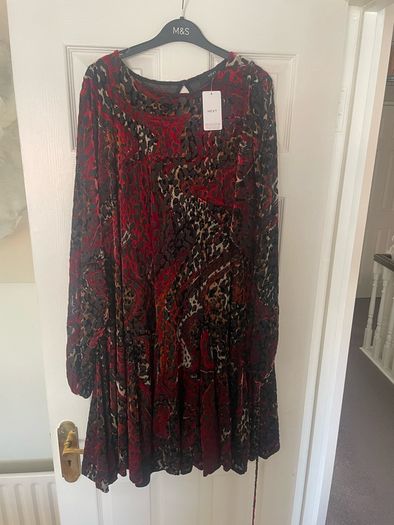 Red midi dress Size 20 Next brand new