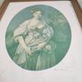 RARE FIND OLD ANTIQUE in Vintage Wooden and Gilded Plaster  J.B. GREUZE Print La Crunche Cassie The Broken Pitcher Florentine Frame With Painted Roses and Leaves Image 3