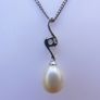 Sterling Silver 925 Freshwater Pearl & Cubic Zircon Pear Pendant length 16" / 3,96g Image 6