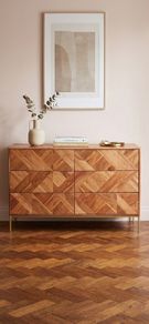 Swoon Norrebro 6-Drawer Chest - Solid Acacia & Brass - Mid-Century Modern
