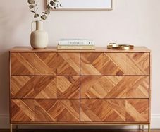Swoon Norrebro 6-Drawer Chest - Solid Acacia & Brass - Mid-Century Modern