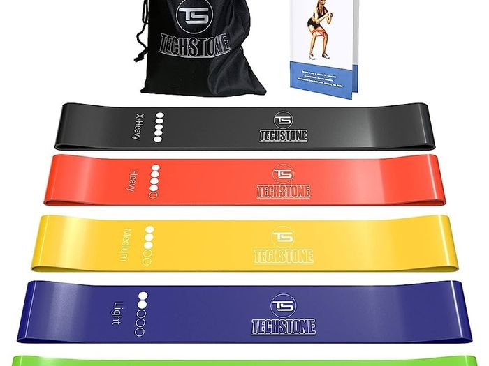 FREE EXPRESS SHIPPING Resistance Bands Set for Men and Women, Pack of 5 Different Resistance Levels Elastic Band for Home Gym Long Exercise Workout  Great Fitness Equipment for Training Yoga Free Carrying Bag